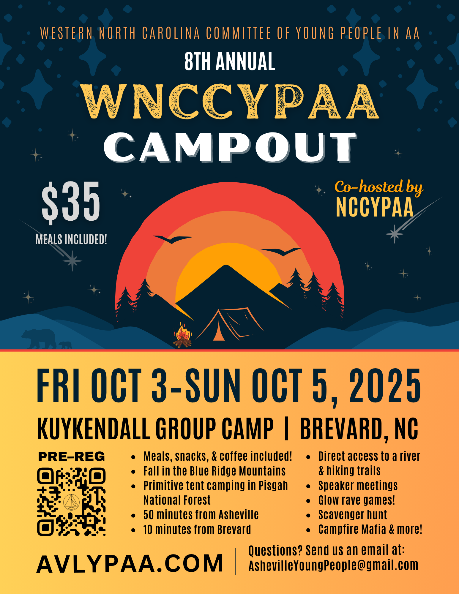 WNCCYPAA Campout, Oct 3-5, Kuykendall Camp, Brevard, NC ALVYPAA.com