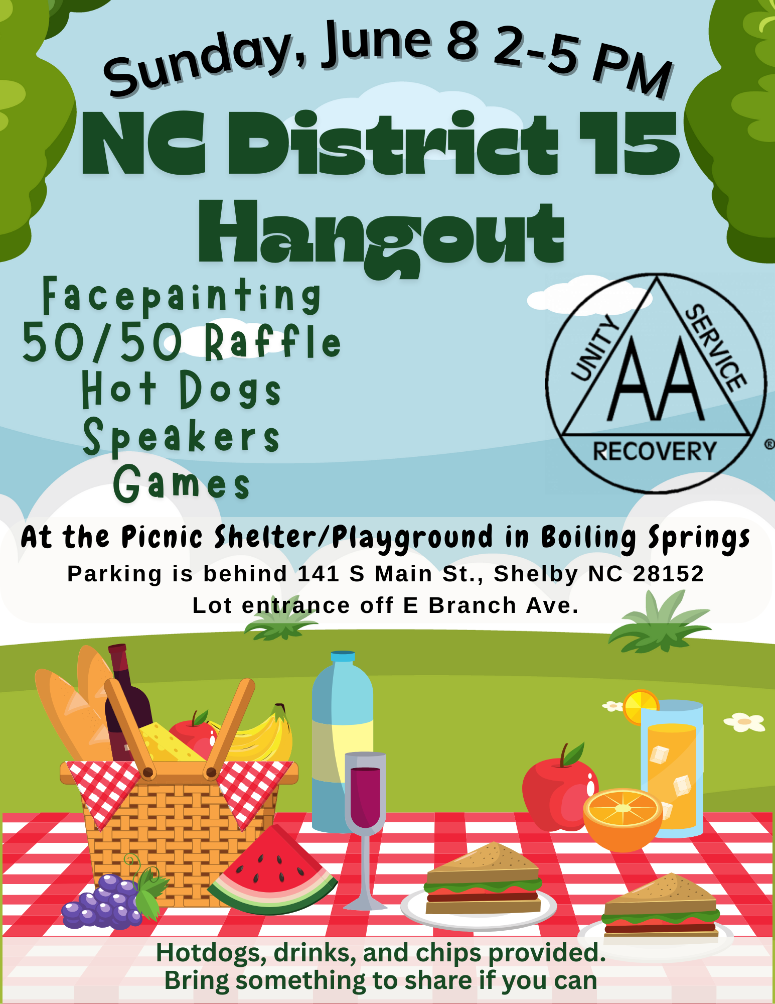 District 15 Hangout, 6/8 2-5 PM, Picnic Shelter/Playground in Boiling Springs