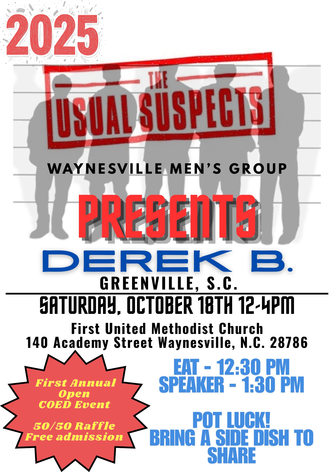1st Annual Coed Potluck, Waynesville UMC, October 18 12-4 PM