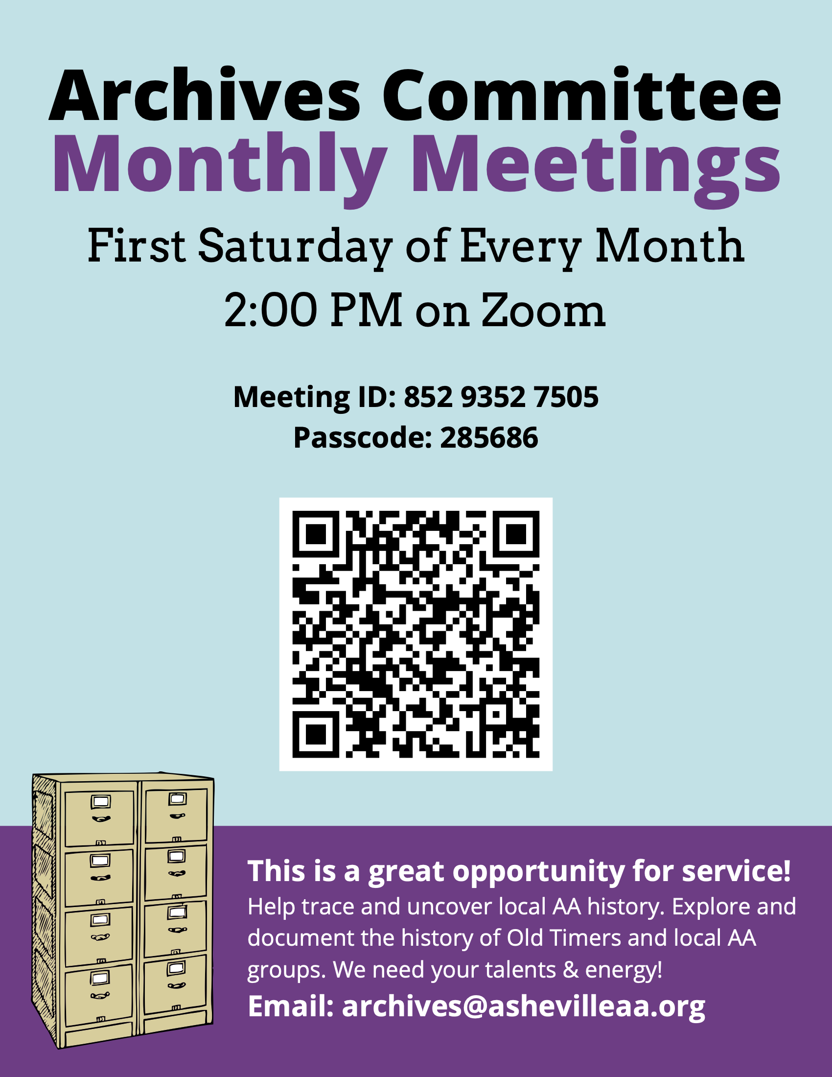 D70 Archives Committee Mtng, 1st Saturday of Mo, 2 PM, Zoom