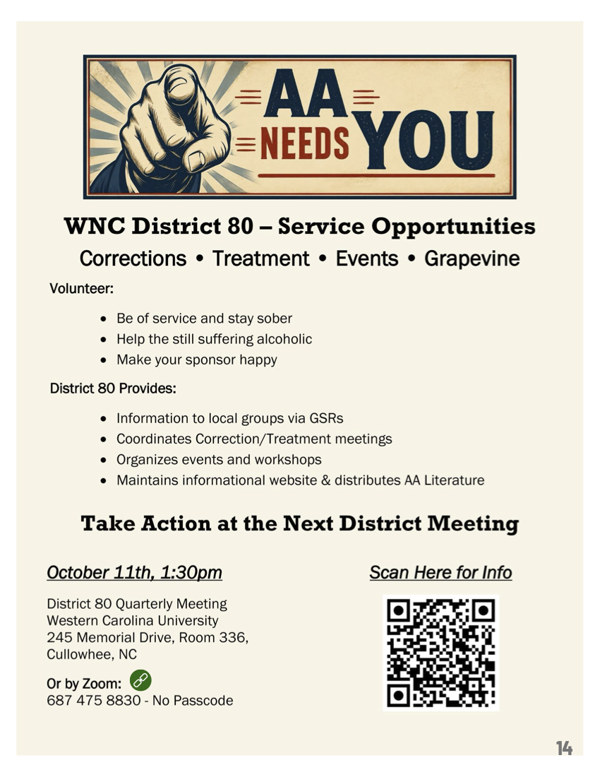 District 80 Qrtrly Business Mtng, Oct 11 1:30 PM, WCU, Cullowhee or Zoom
